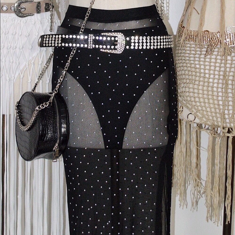 Sheer Rhinestone Skirt - Picture 3 of 6